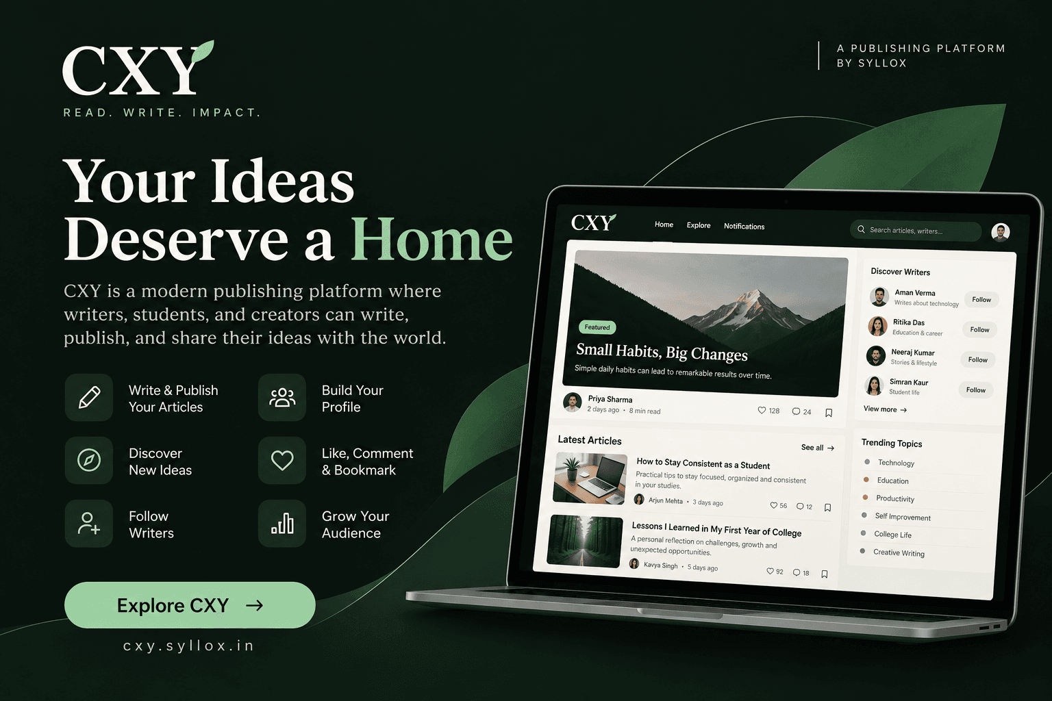 Cover image for Introducing CXY: A New Platform to Write, Publish, and Share Your Ideas